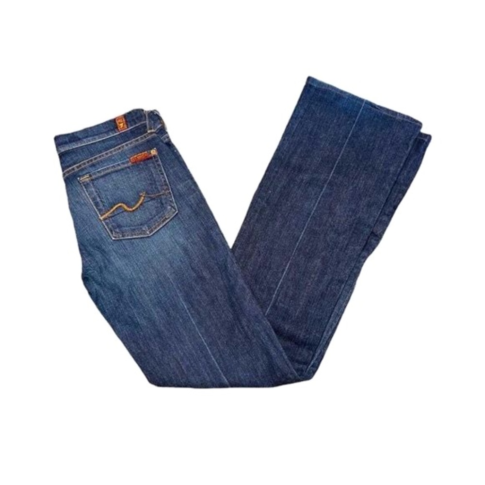 7 For All Mankind Bootcut Jeans Dark Wash Blue Womens Size 25x32 - Picture 7 of 10